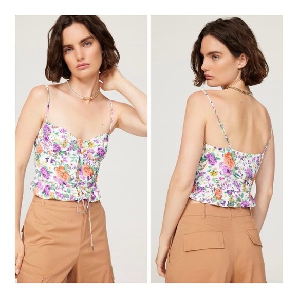 AFRM Rent the Runway Multicolor Floral Camisole Top with Gold Tassles - Picture 1 of 7